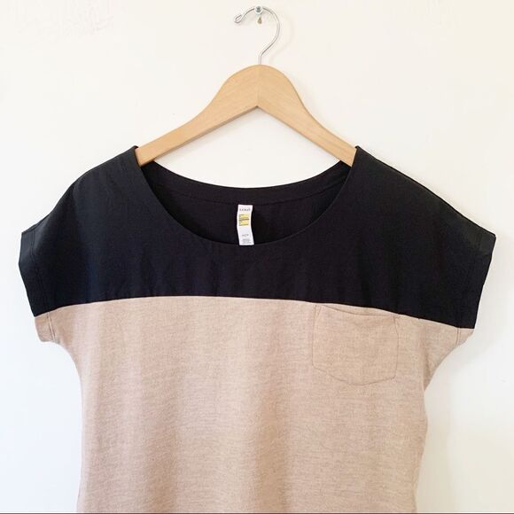 Lole Colour Block Black Tan Spilt Side Blouse - Picture 3 of 7